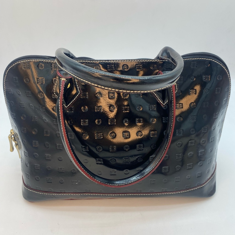 Arcadia Black Embossed patient leather Large Loop Shoulder bag.